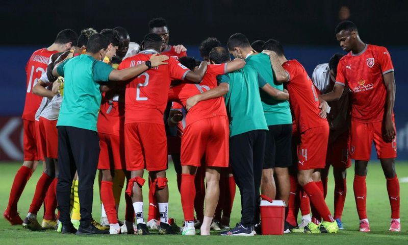 Duhail players celebrate their win over Esteghlal in Jeddah