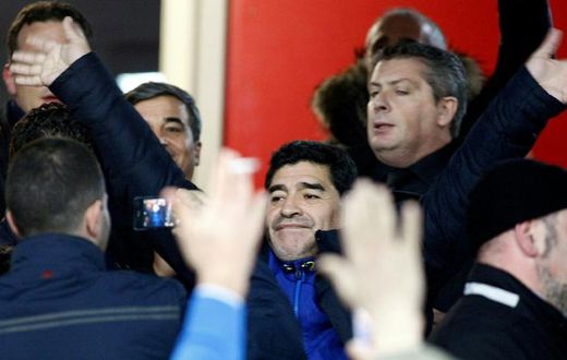 Diego Maradona received the applaus of Neapolitan fans when he visited the San Paolo Stadium  for an Italian Cup semi-final in 2014