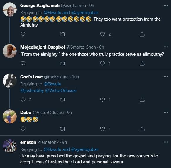 Masquerades kneel as pastor prays for them in public