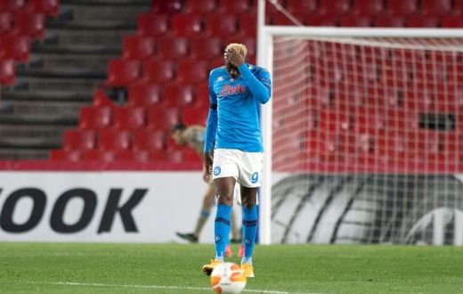 Napoli's Nigerian forward Victor Osimhen was stretchered off against Atalanta after hitting his head.