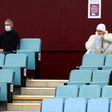 Watching brief - Aston Villa's injured midfielder Jack Grealish (top R) follows the game from the Villa Park stands along with England manager Gareth Southgate (L)