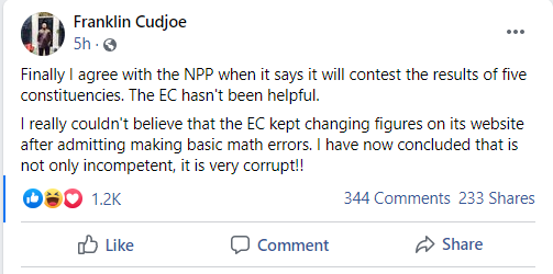 Franklin Cudjoe statement