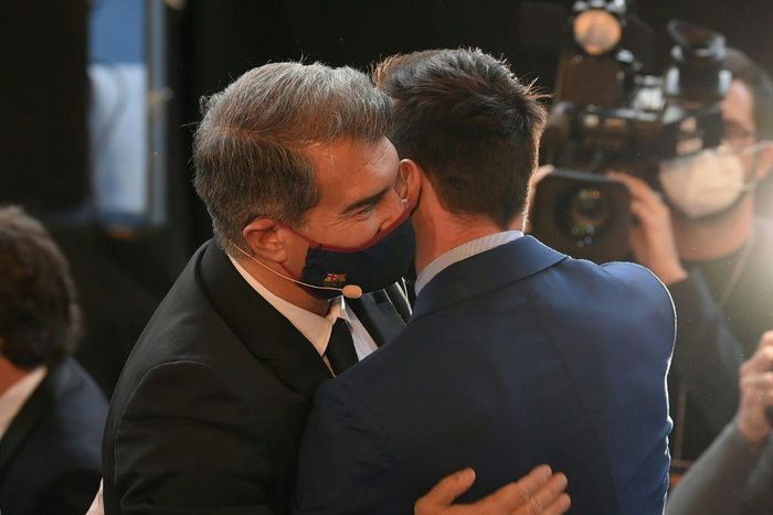 Laporta (L) is hopeful of keeping Messi (R) at Barcelona