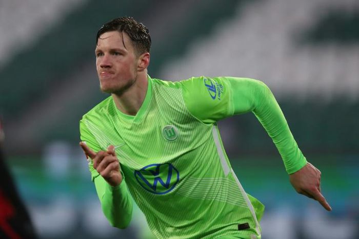 Wout Weghorst, pictured on December 11, scored two goals as Wolfsburg moved into the third round of the German Cup