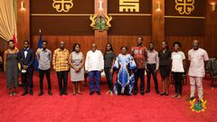 Akufo-Addo with parents of Free SHS graduates