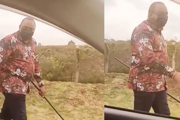 Kenyan’s Prez Uhuru Kenyatta walks alone in town as man threatens to shoot him