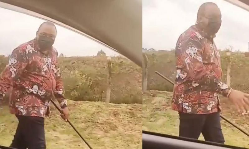 Kenyan’s Prez Uhuru Kenyatta walks alone in town as man threatens to shoot him