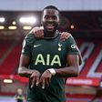 Tottenham midfielder Tanguy Ndombele celebrates scoring against Sheffield United