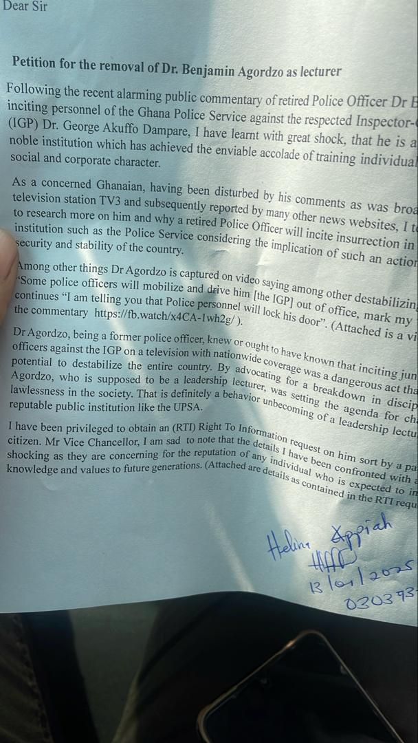 Businessman petitions UPSA to sack Agordzo as lecturer over RTI revelation of misconduct