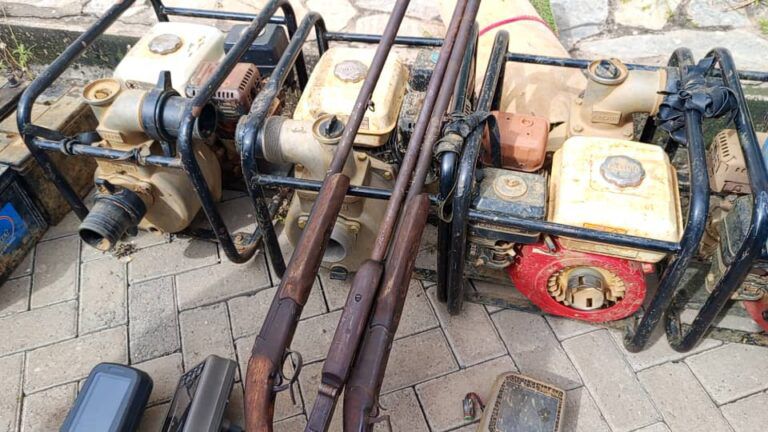 Galamsey: 8 arrested, guns, other equipment seized in illegal mining crackdown