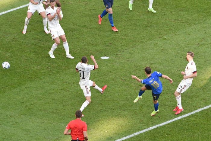 Nicolo Barella's first-time strike was his seventh goal for Italy