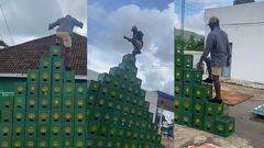 Ghanaian man takes om highest crate challenge