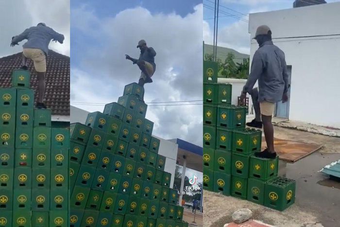 Ghanaian man takes om highest crate challenge