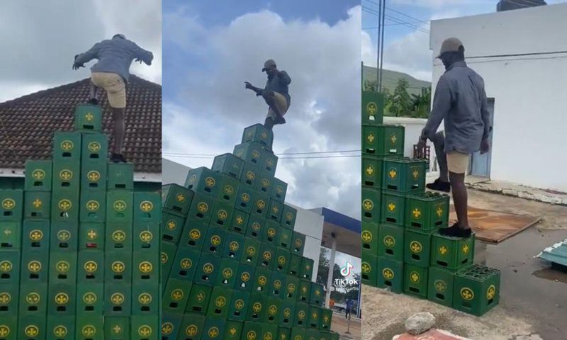 Ghanaian man takes om highest crate challenge