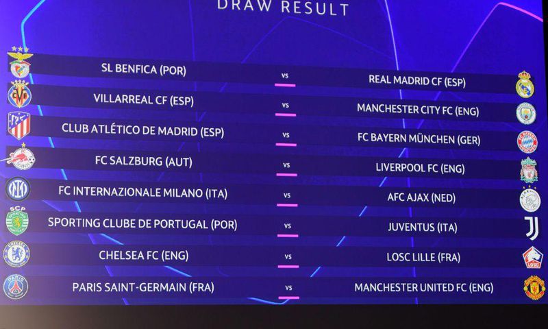 PSG will play Manchester United in the standout tie in the last 16 of the Champions League