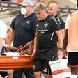 Stuttgart's Dutch forward Mohamed Sankoh was stretchered off with a leg injury