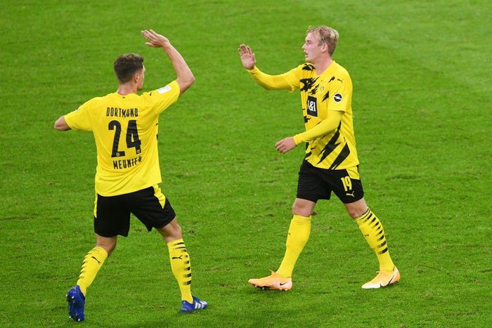 Germany forward Julian Brandt (R) and Belgium defender Thomas Meunier have tested positive for Covid-19