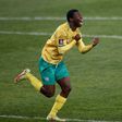 South Africa forward Bongokuhle Hlongwane celebrates scoring the only goal of a World Cup qualifier against Ghana in Johannesburg on Monday