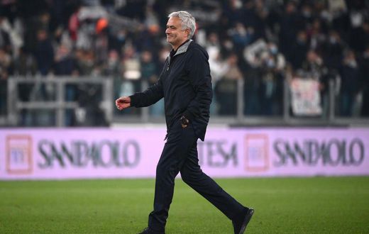 Humiliated: Roma coach Jose Mourinho