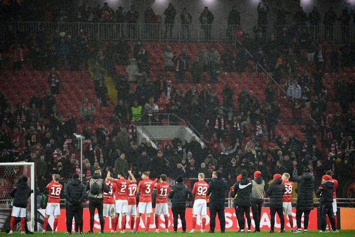 Spartak Moscow celebrate their victory over Napoli