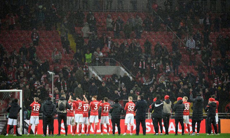 Spartak Moscow celebrate their victory over Napoli