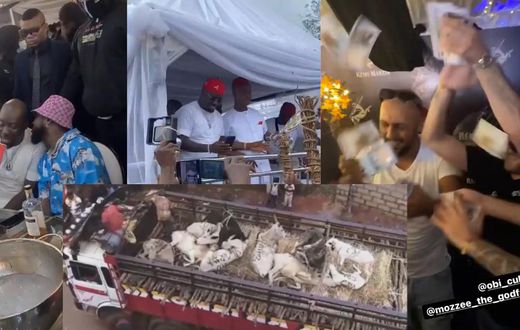 Obi Cubana receives 246 cows as star studded mum's burial turns carnival in Oba (VIDEO)