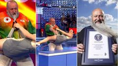 Man sets Guinness World Record after lifting a woman weighing 63.80kg with his beard (video)