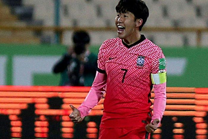 Son Heung-min, seen here celebrating after scoring against Iran in a 1-1 draw last month, will play in front of a full house at home to the UAE in World Cup qualifying on Thursday