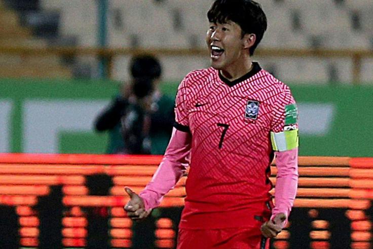 Son Heung-min, seen here celebrating after scoring against Iran in a 1-1 draw last month, will play in front of a full house at home to the UAE in World Cup qualifying on Thursday