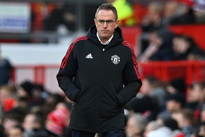 Ralf Rangnick during his first match as Manchester United's interim manager
