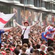 Fans gather outside Wembley Stadium ahead of the  Euro 2020 final