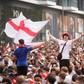 Fans gather outside Wembley Stadium ahead of the  Euro 2020 final
