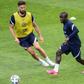 Olivier Giroud and N'Golo Kante at a France training camp earlier this year