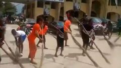 Happy Polytechnic students sweep school’s main gate to celebrate Rector’s exit (video)