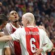 Sebastien Haller (centre) celebrates scoring in Ajax's rout of an out-of-sorts Borussia Dortmund