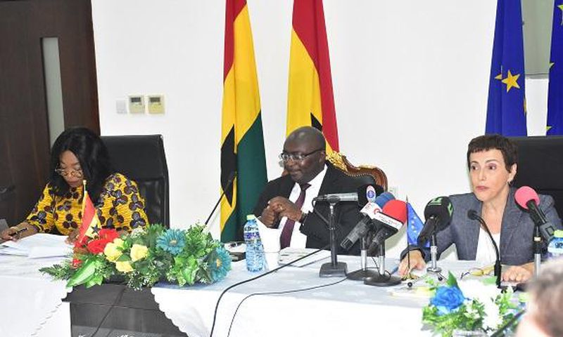 Head of Delegation of the EU to Ghana, Ambassador Diana Acconcia (right)