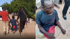 Police arrest physically challenged kidnapper crawling on his knees & buttocks (video)
