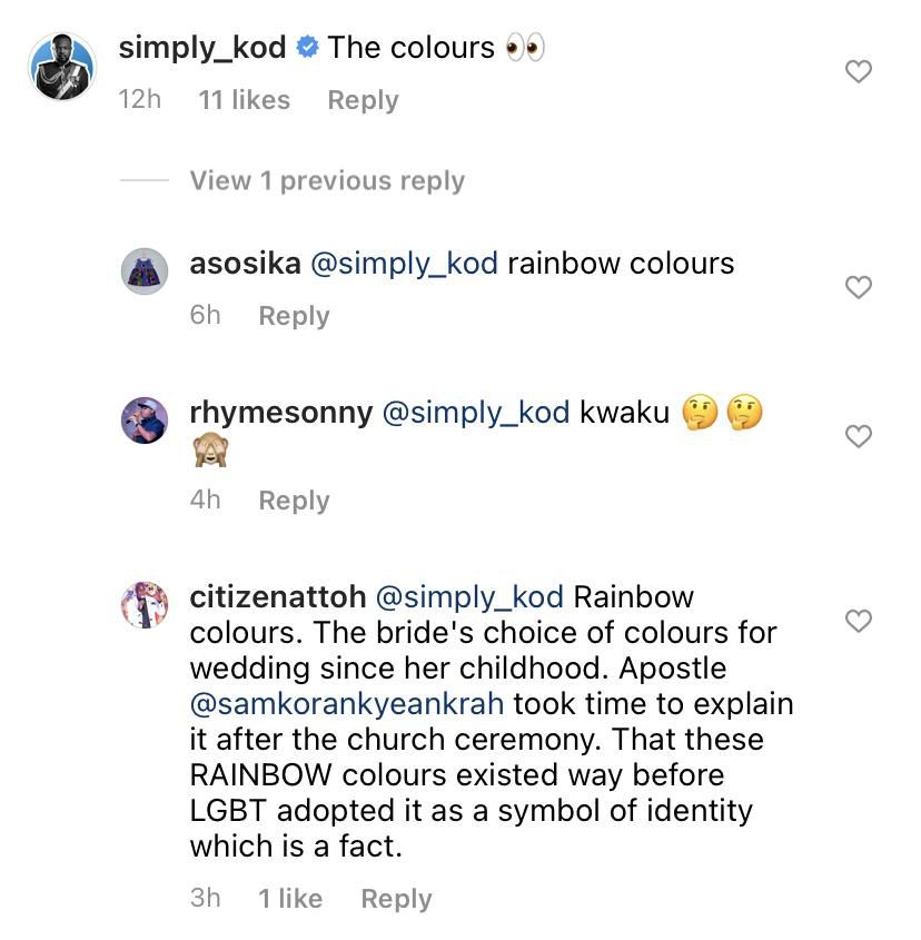 KOD questions why Sam Korankye’s daughter wore ‘LGBT’ colours for her wedding (SCREENSHOT)