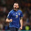Leonardo Bonucci celebrates after scoring in a penalty shootout against Spain in the Euro 2020 semi-finals