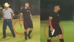 Chaos at football match as referee pulls out gun claiming self-defense