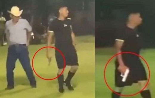 Chaos at football match as referee pulls out gun claiming self-defense