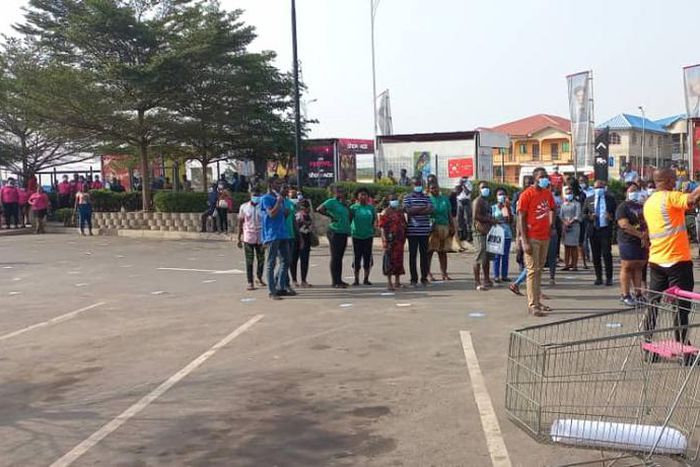 Some workers at the designated Assembly Points