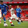 Mali star Moussa Djenepo (R) playing for Southampton against Leicester City in an FA Cup semi-final this year
