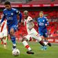 Mali star Moussa Djenepo (R) playing for Southampton against Leicester City in an FA Cup semi-final this year
