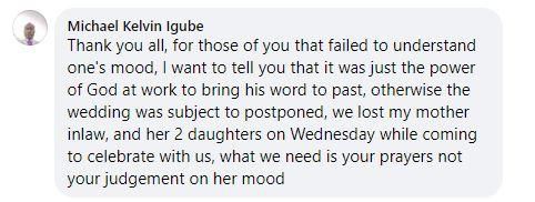 "We lost my mother-in-law and her 2 daughters" – Groom explains bride’s sad mood to critics