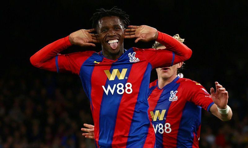 Ivorian Wilfried Zaha celebrates scoring the opening goal for Crystal Palace in a shock Premier League victory over Mancester City.