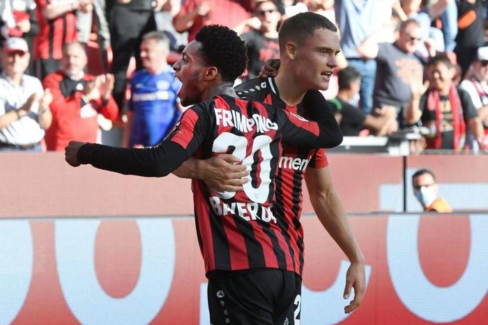 Florian Wirtz (R) is the youngest player to score 10 Buundesliga goals in his fledgling career