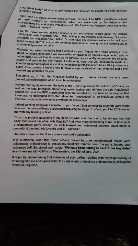 Koku's letter to the NDC
