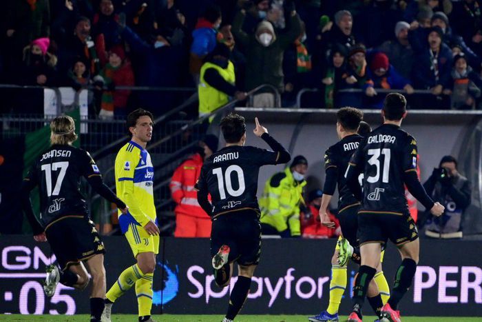 Venezia's Mattia Aramu (C) has scored five times in Serie A this season