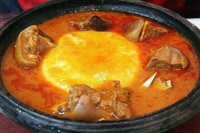 Yam fufu with soup